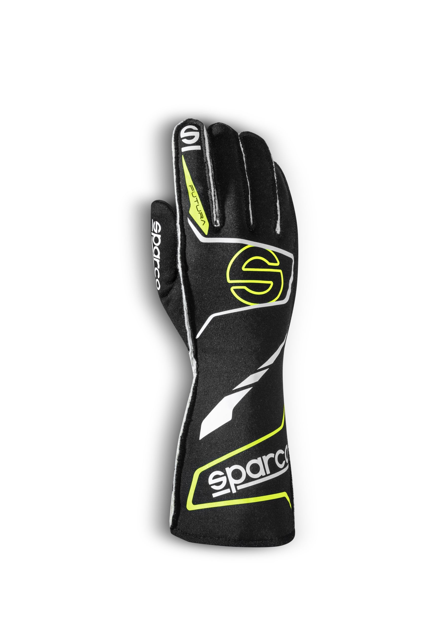 SPARCO 00136510NRGF FUTURA Racing gloves, FIA 8856-2018, black/yellow, size 10 Photo-0