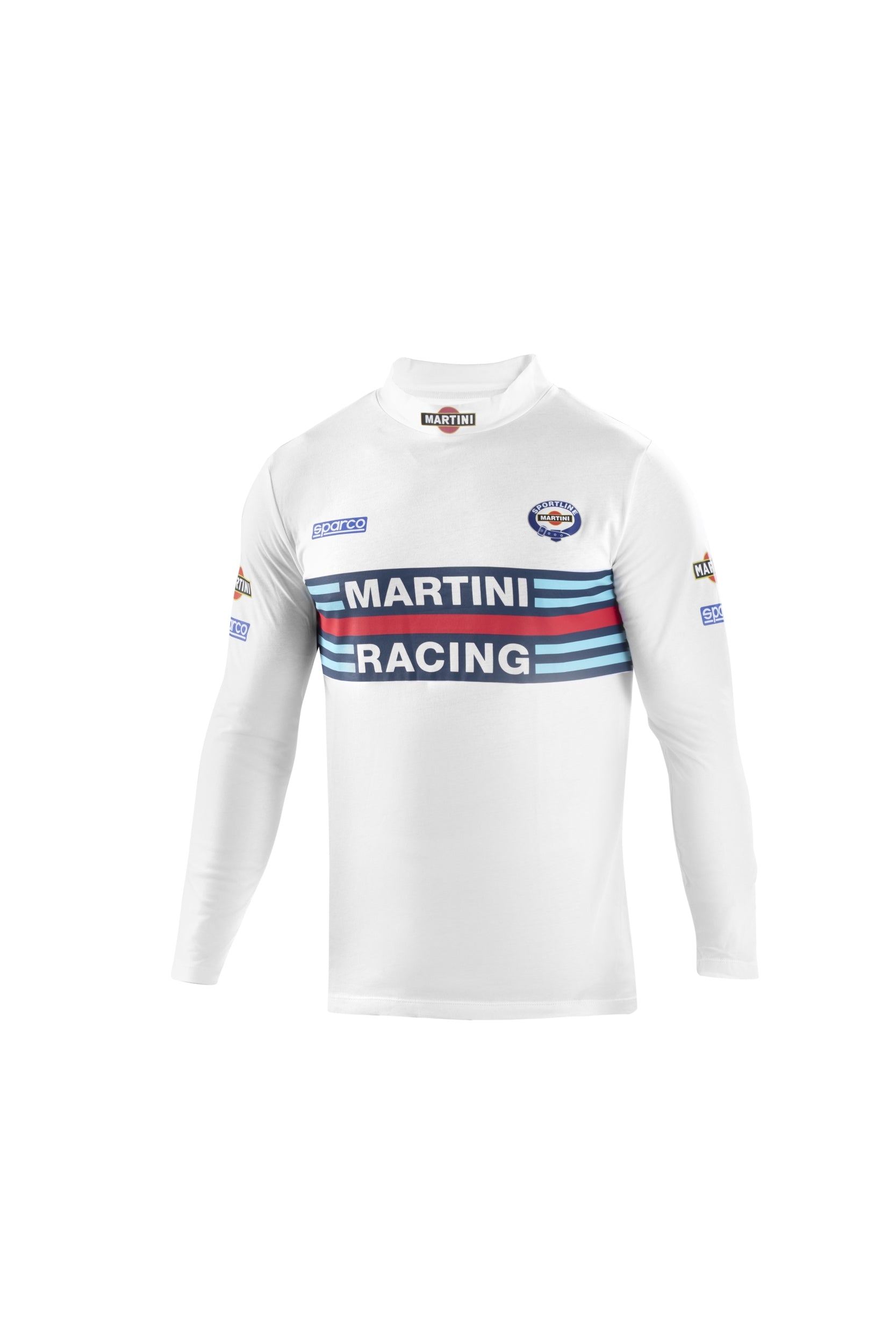 SPARCO 002206MRBI3L Long sleeves T-shirt MARTINI RACING, high collar, white, size L Photo-0