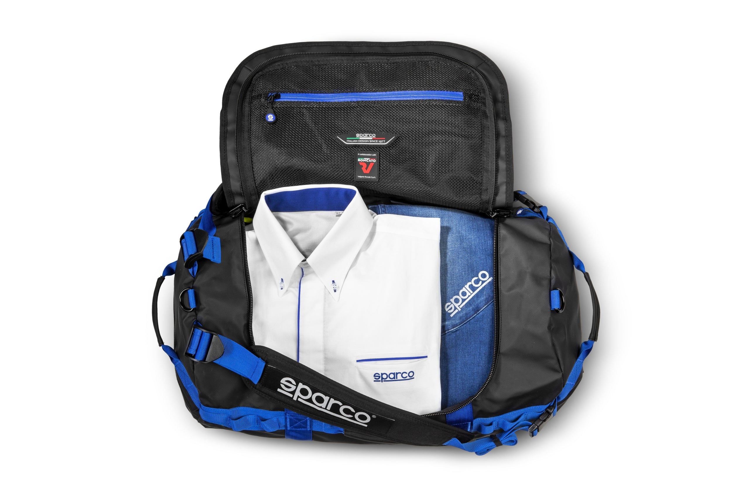 SPARCO 016443NRAZ DAKAR-S DUFFLE BAG, 53 x 32.5 x 32.5 cm, black/blue, size S Photo-2
