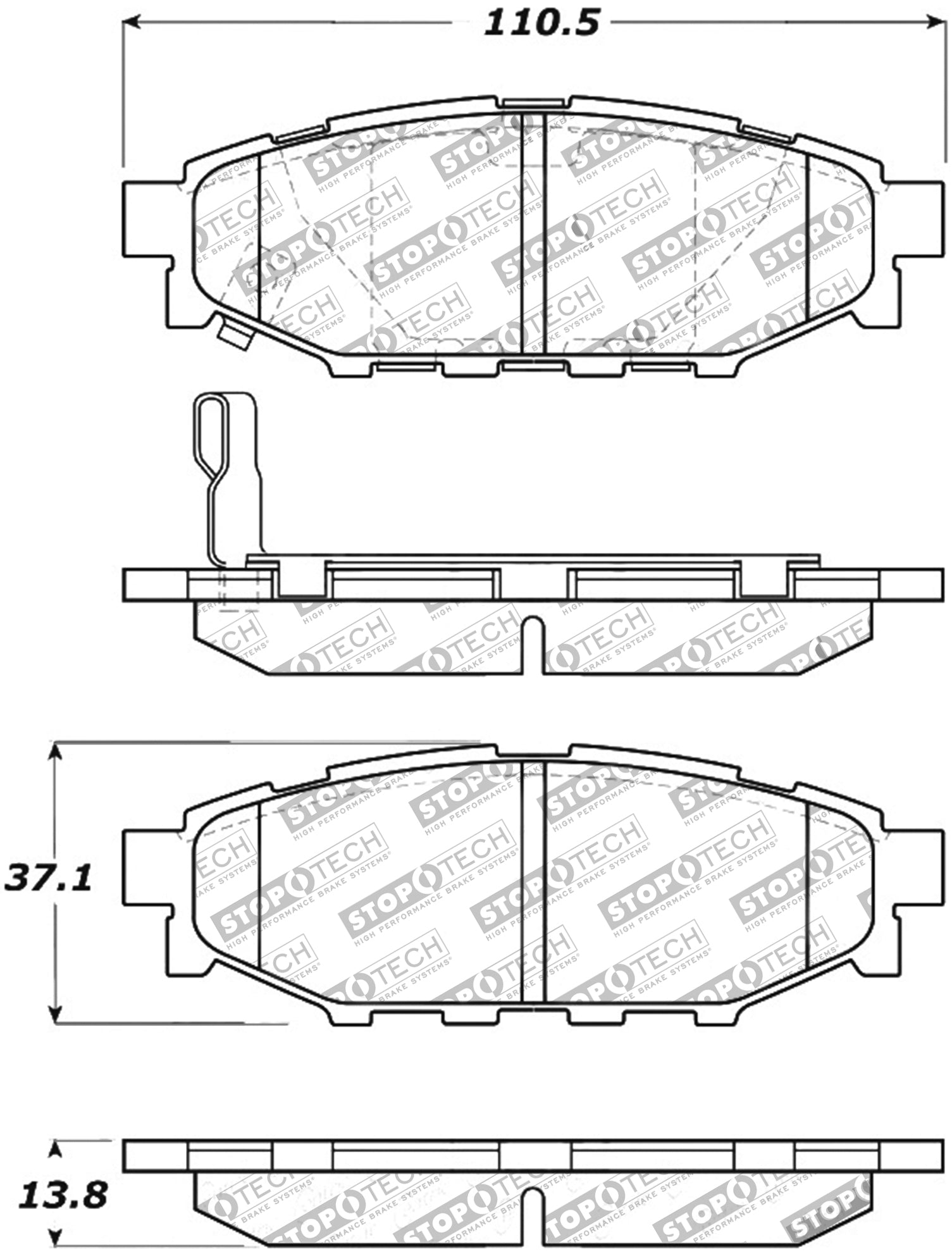 STOPTECH 309.11140 Rear Sport Brake Pads with Shims & Hardware SCION/SUBARU BRZ/Crosstrek/Forester/FR-S 2005-2019 Photo-0