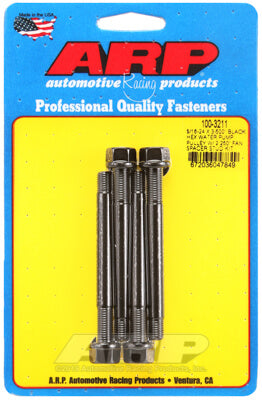 ARP 100-3211 Water Pump Pulley Stud Kit for 5/16-24 X 3.500?. 8740. black oxide. hex (fits 2.250? fan spacer) Photo-0
