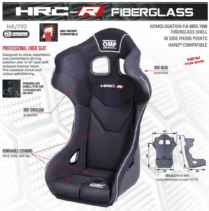 OMP HA0-0793-A01-071 (HA/793/N) seat (FIA) HRC-R, FIA 8855-1999, black Photo-1