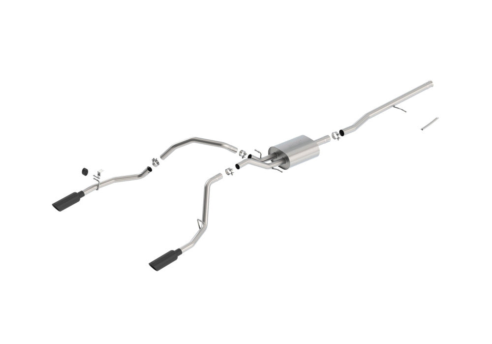 BORLA 140536BC Cat Back Exhaust System, Silverado / Sierra V8-5.3L, Ext. Cab Standard Bed (78.7") Crew Cab Short Bed (69.3") 143.5" WB, Tip №49, 2014-16, sound S-Type Photo-0