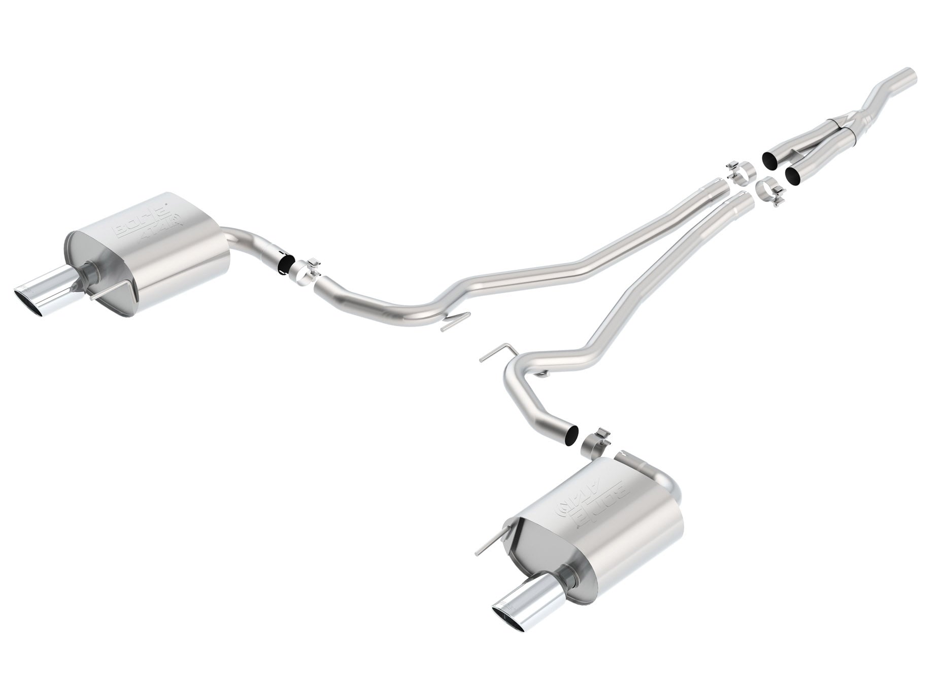 BORLA 140585 Cat Back Exhaust SystemFORD Mustang ECOBOOST 2.3L / V6-3.7L, Tip №36, 2015-16, sound ATAK Photo-0