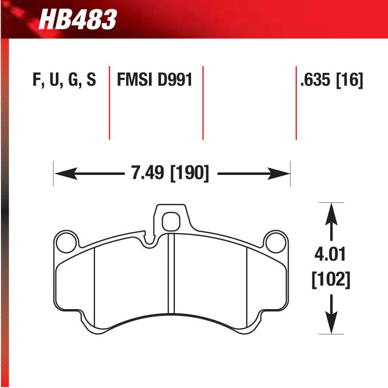 HAWK HB483U.635 Brake Pads DTC-70 Front PORSCHE 911 GT3 RS 2007-2011/Turbo S/Cayman S Photo-0 