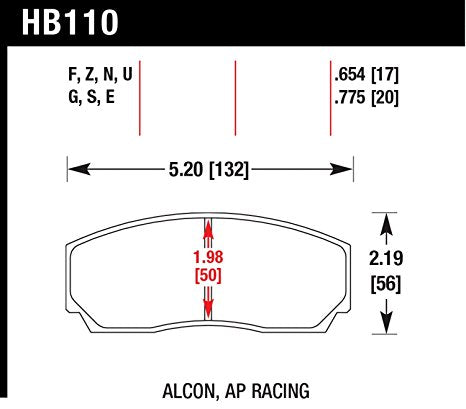 HAWK HB110U.775 Brake Pads DTC-70 AP Racing 5200/Alcon, Proma 4pot/HPB type 2/Rotor Photo-0