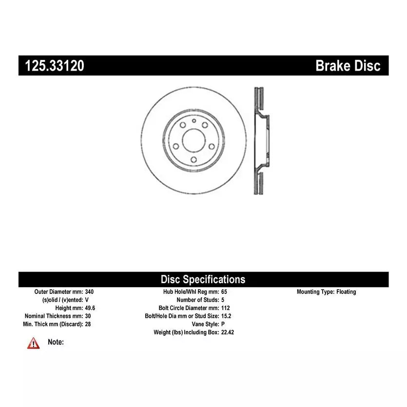 STOPTECH 125.33120 Front Brake Disc 340mm for AUDI TT 3.2 / TT-S (8J) / Golf MK7 R Photo-6