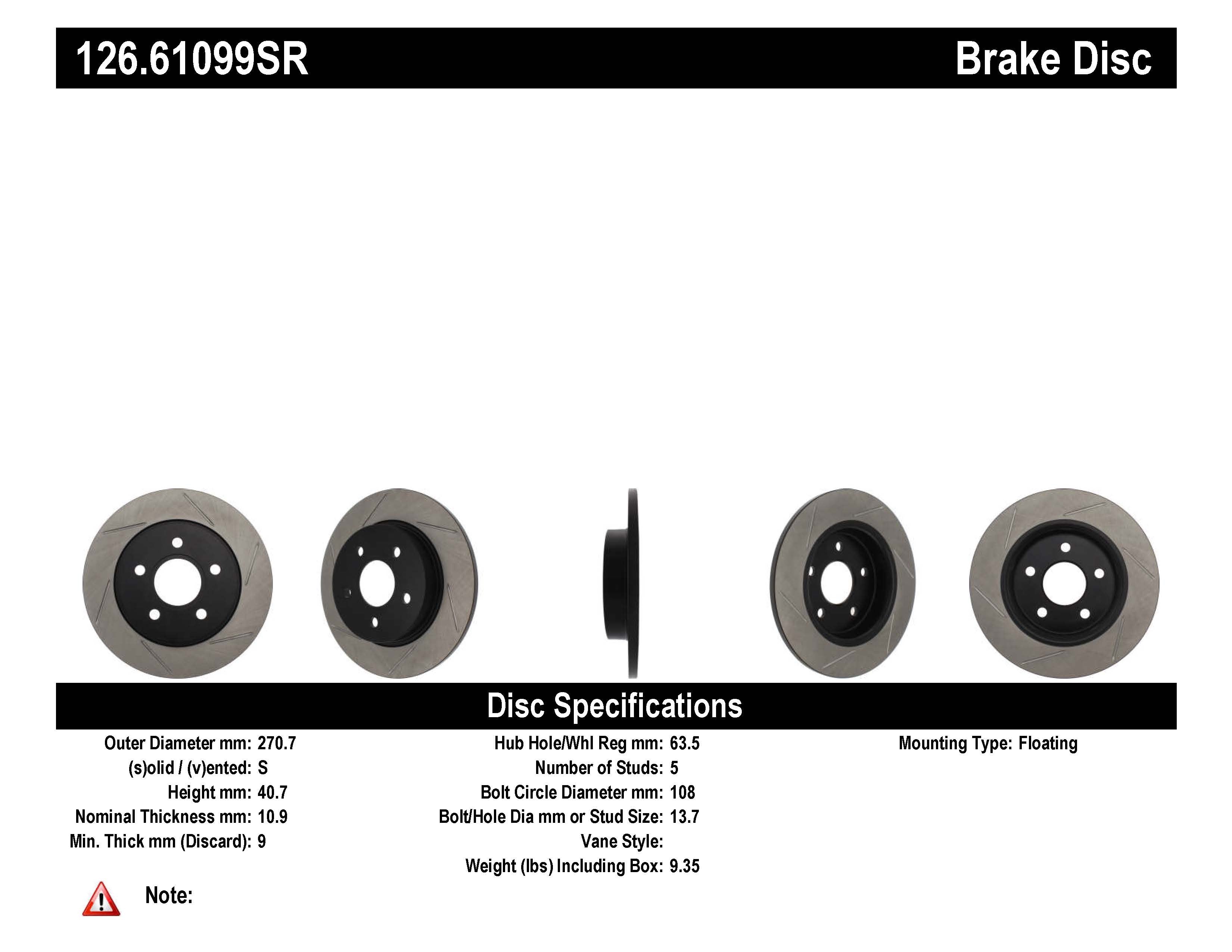 STOPTECH 126.61088SR Front StopTech Sport Slotted Rotor Right FORD/LINCOLN 6/Fusion/Milan/MKZ 2006-2013 Photo-3