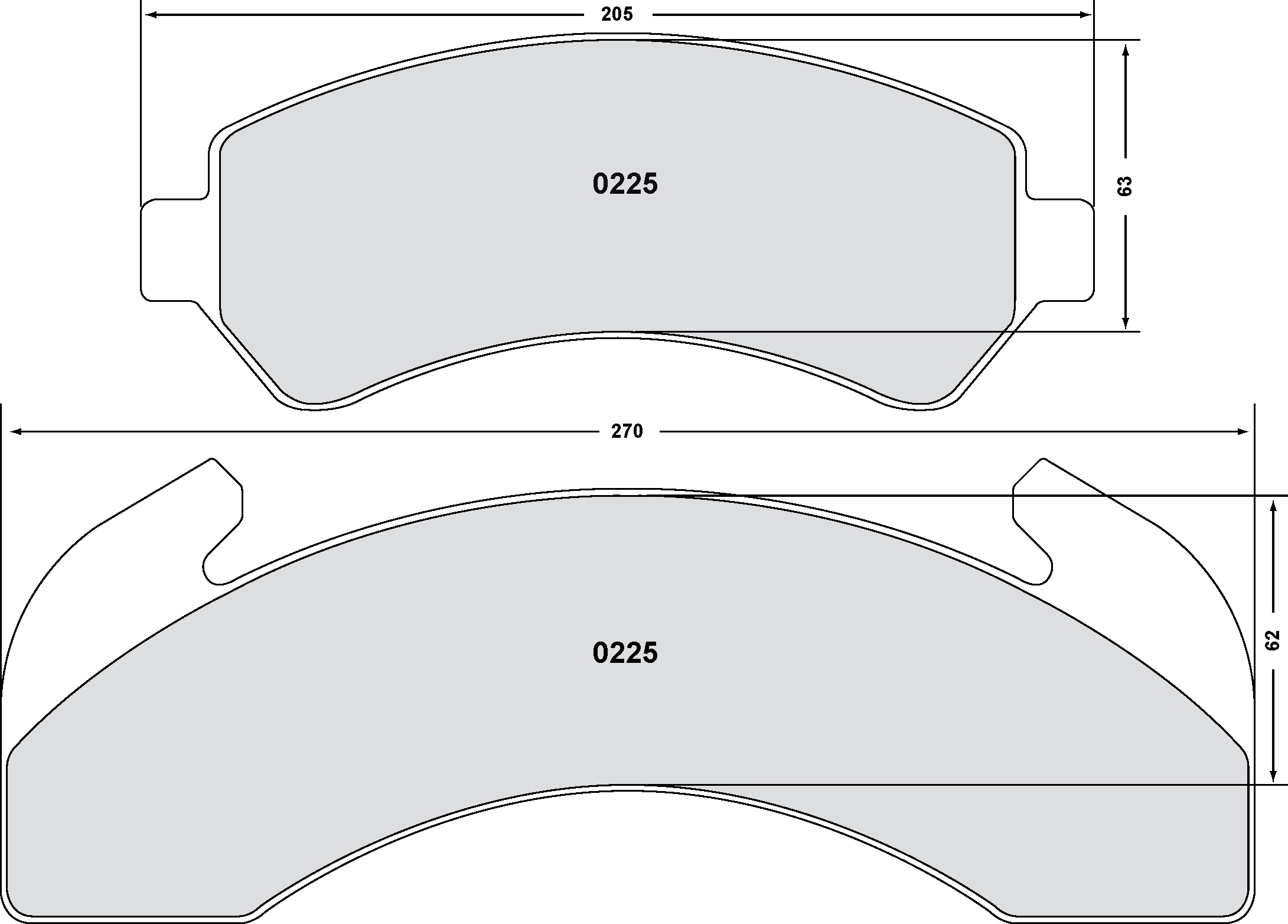 PFC 0225.10 Brake Pads Z-RATED GMCB7 2.88" 2 Piston Caliper / International 1452SC/1552SC/1652SC/ 1652UPS/ with 2.88" Rail Slider Caliper Photo-0