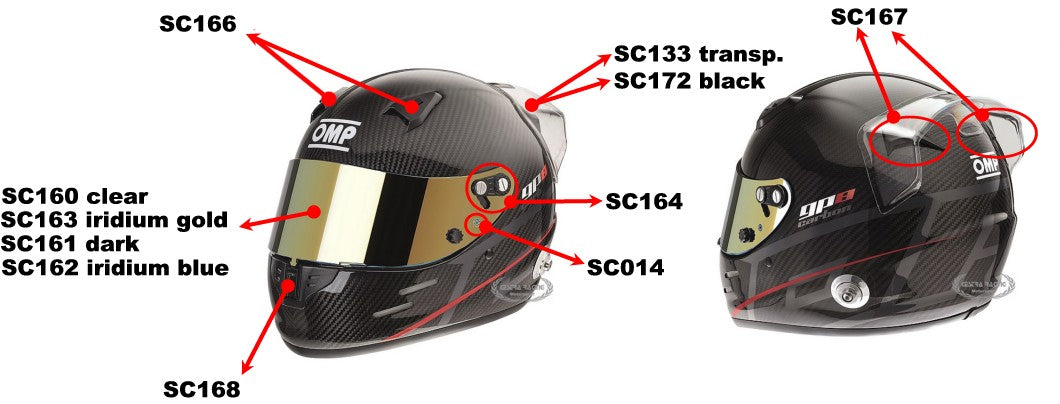 OMP SC0-0160 (SC160) CLEAR VISOR FOR GP8 EVO/GP8 K EVO/KJ8 SERIES HELMETS Photo-0