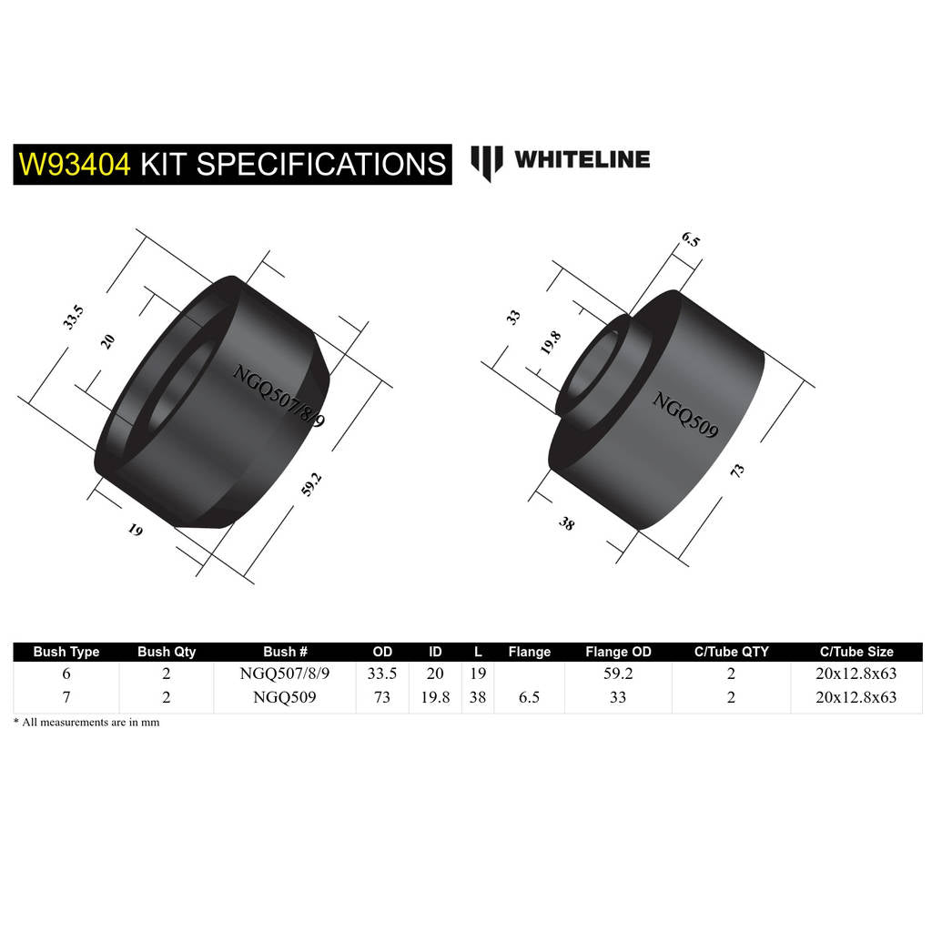 WHITELINE W93404 Body Mount - Bushing Kit for Nissan Patrol GQ, GU/Ford Maverick DA Photo-3