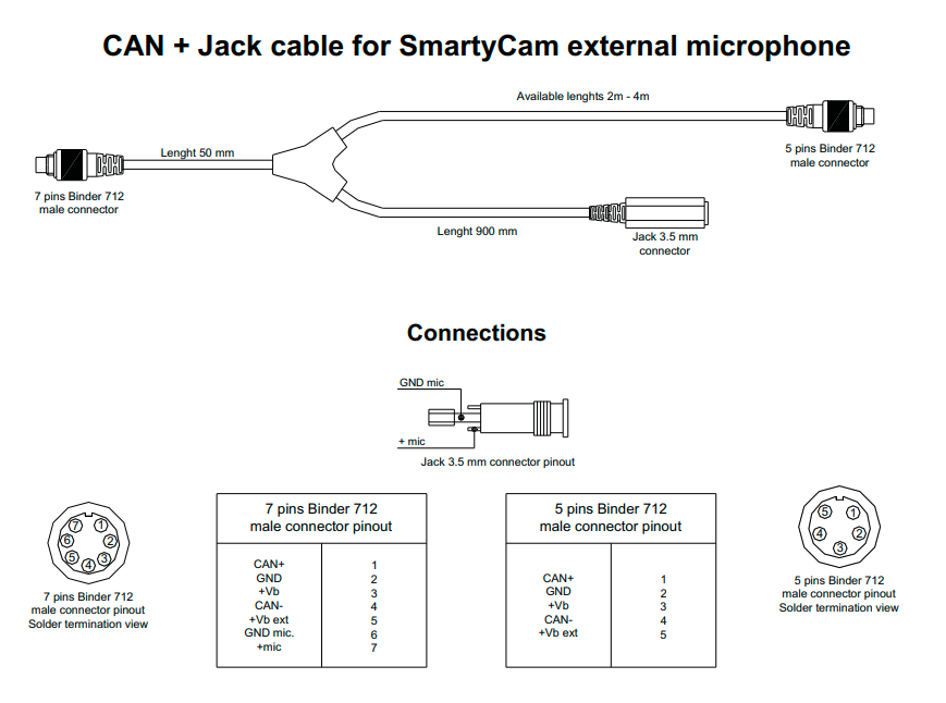 AIM V02566300 4 mt CAN Bus + Integrated 3.5 female Jack for external microphone harness Photo-2