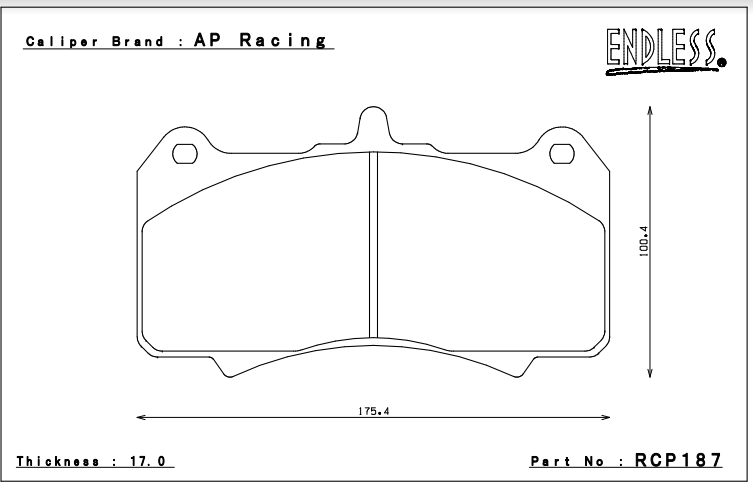 ENDLESS RCP187ME20 Brake pads for AP Racing Radi-Cal calipers CP7555D70 (17mm) Photo-0