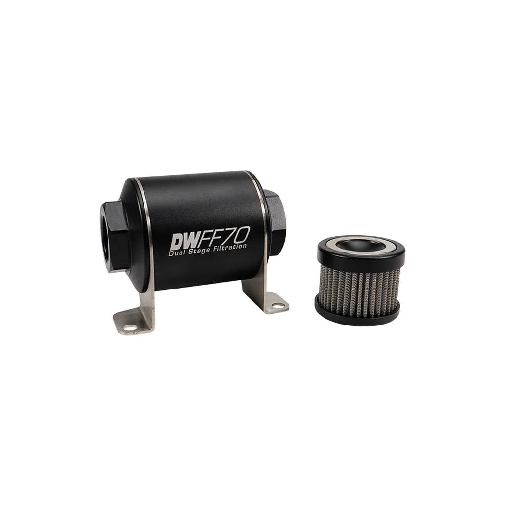 DEATSCHWERKS 8-03-070-100K In-line fuel filter element and housing kit, stainless steel 100 micron,- Photo-0