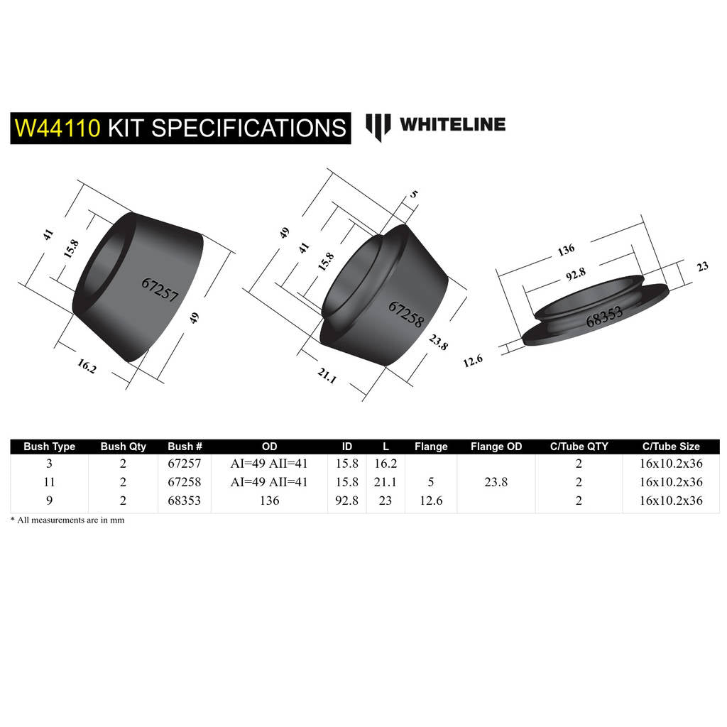 WHITELINE W44110 Strut mount - bushing MITSUBISHI TRITON 3/06-ON Photo-4