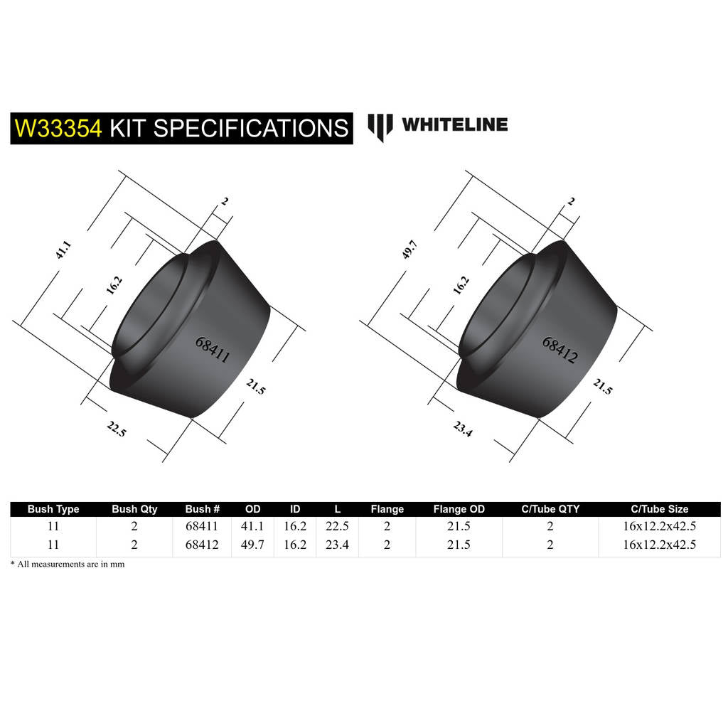 WHITELINE W33354 Front Shock Absorber - Upper Bushing Kit for Nissan Navara D40, D23/Pathfinder R51 Photo-4