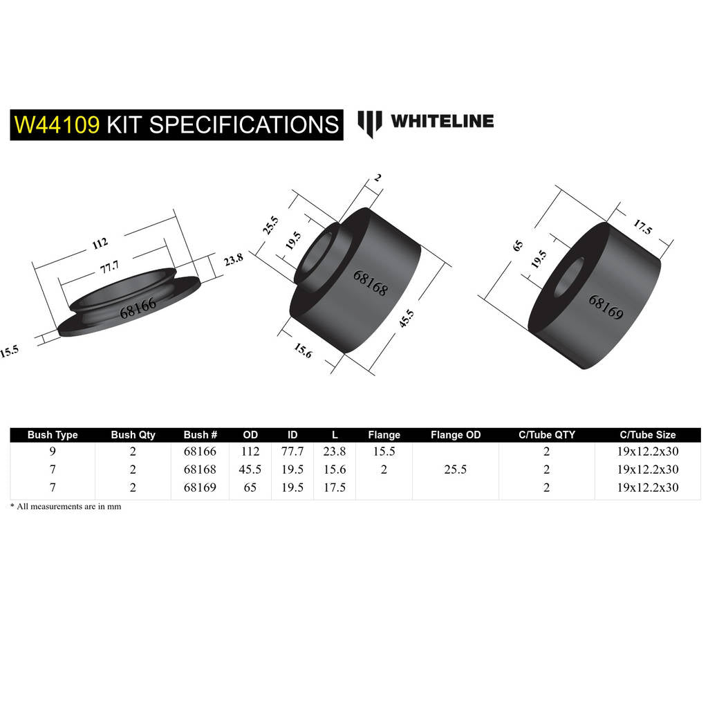 WHITELINE W44109 Front Strut Mount - Bushing Kit for Ford Everest, Ranger/Mazda BT-50 Photo-4