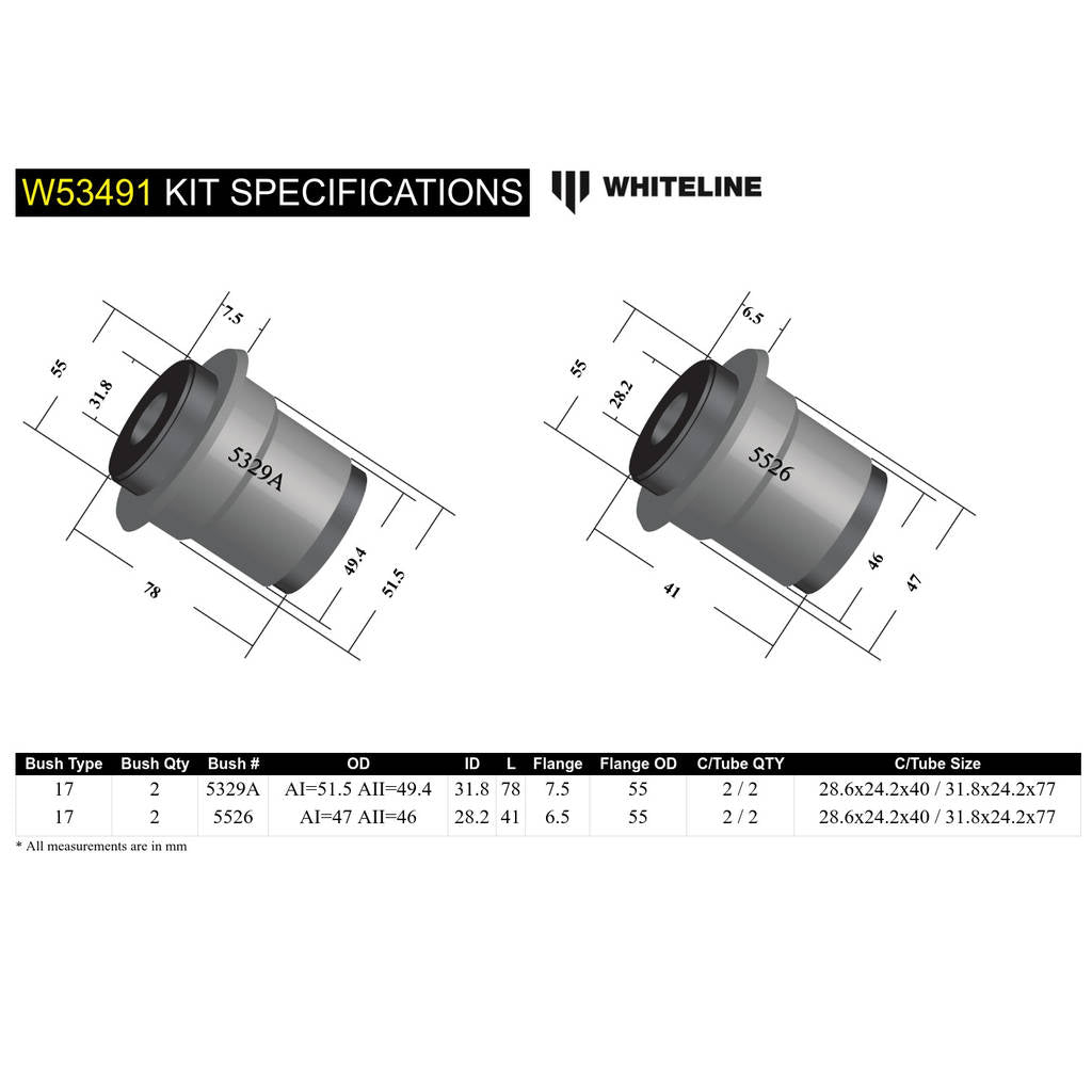 WHITELINE W53491 Front Upper Control Arm - Bushing Kit for Mitsubishi L400 WA Photo-3