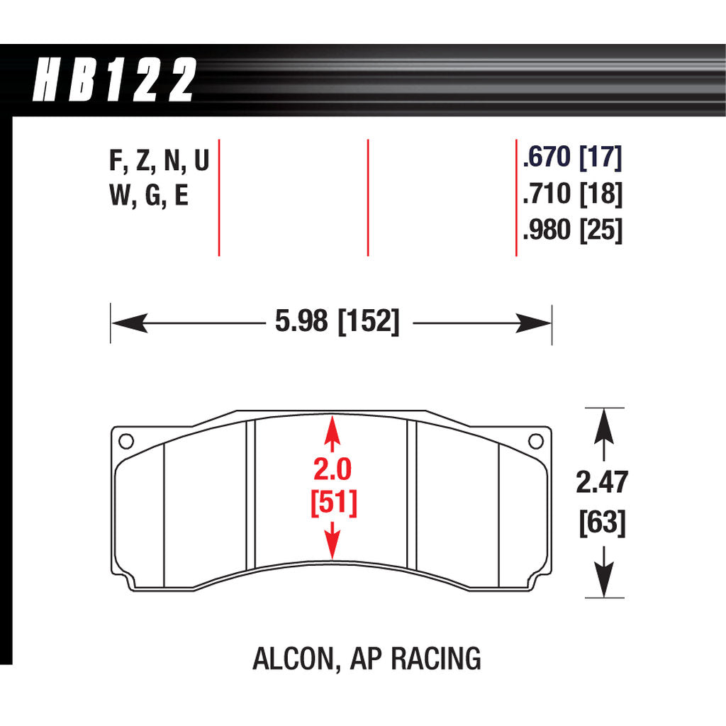 HAWK HB122F.980 Brake Pads HPS ALCON/AP RACING CP5555/STOPTECH ST60 Photo-2