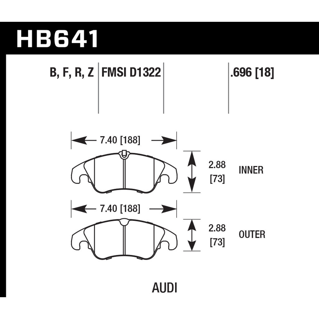 HAWK HB641B.696 Brake Pads HPS 5.0 Front AUDI A4/A5/A6 Quattro/S4/S5 Premium Plus Photo-2