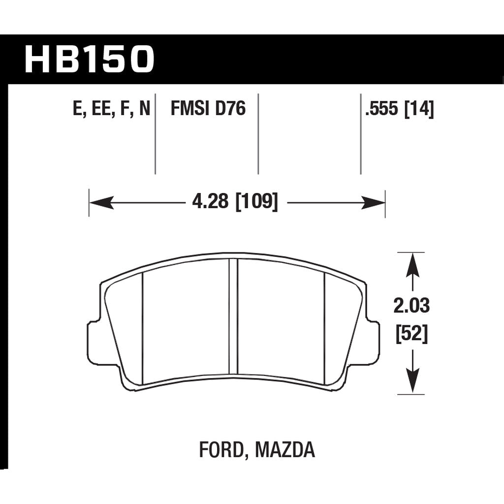 HAWK HB150F.555 Brake Pads HPS Front MAZDA RX-7 79-85 Photo-2