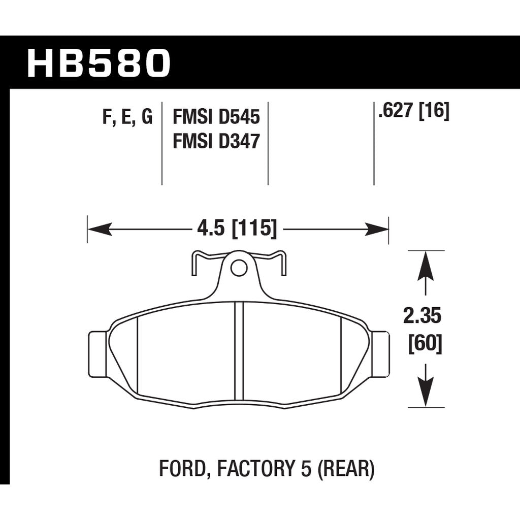 HAWK HB580E.627 Brake Pads Blue 9012 (16 mm) Photo-2