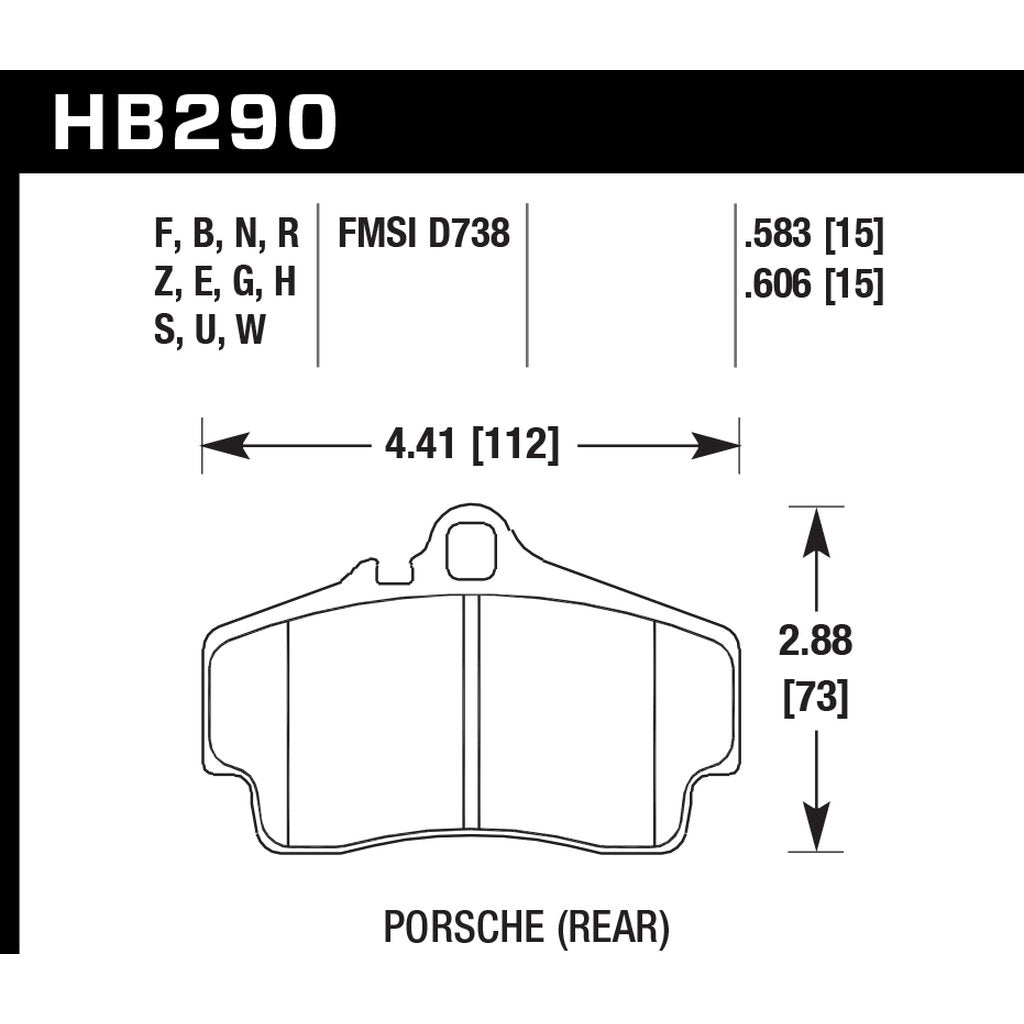 HAWK HB290F.583 Brake Pads HPS Rear PORSCHE Boxster/Boxster S 1997-2005 Photo-2
