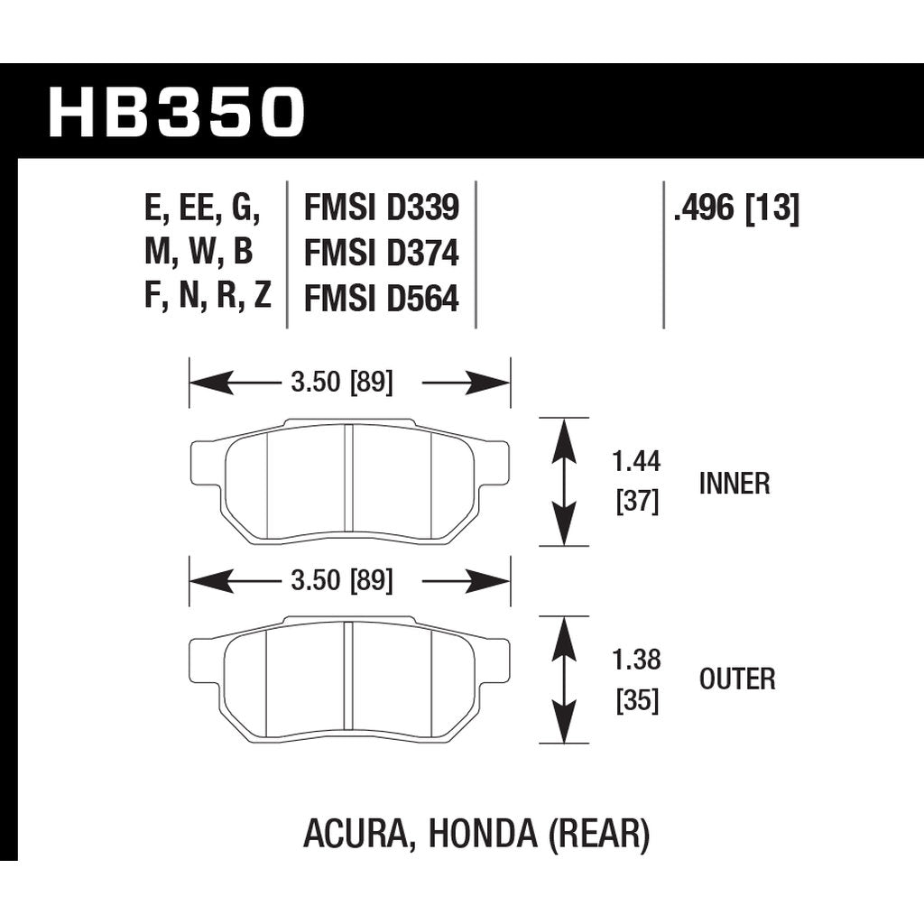 HAWK HB350G.496 Brake Pads DTC-60 (13 mm) Photo-2