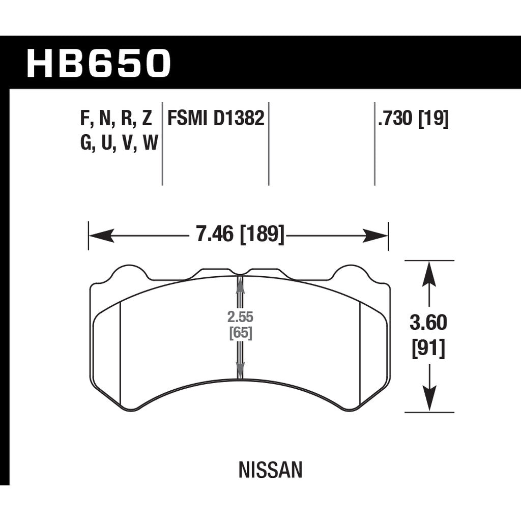 HAWK HB650U.730 Brake Pads DTC-70 (18 mm) Front NISSAN GT-R R35 2009+ Photo-2