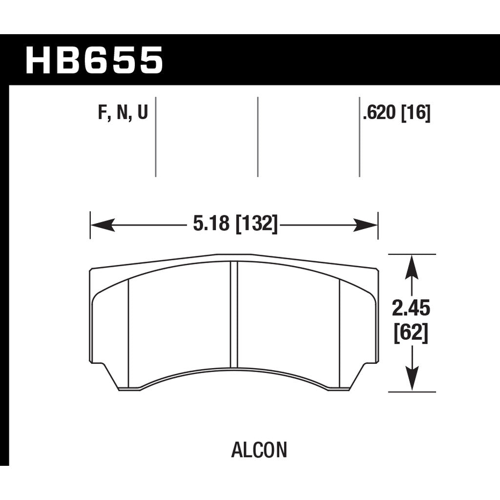HAWK HB655N.620 Brake Pads HP Plus Alcon Mono 4/RC4498X600 calipers Photo-2