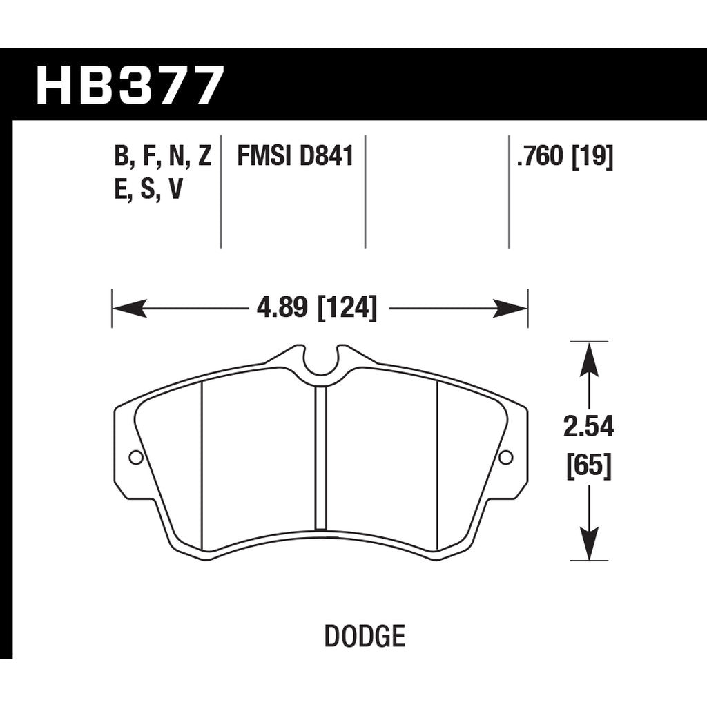 HAWK HB377F.760 Brake Pads HPS Front DODGE SRT-4 (Neon) 2001-09/CHRYSLER PT Cruiser Photo-2