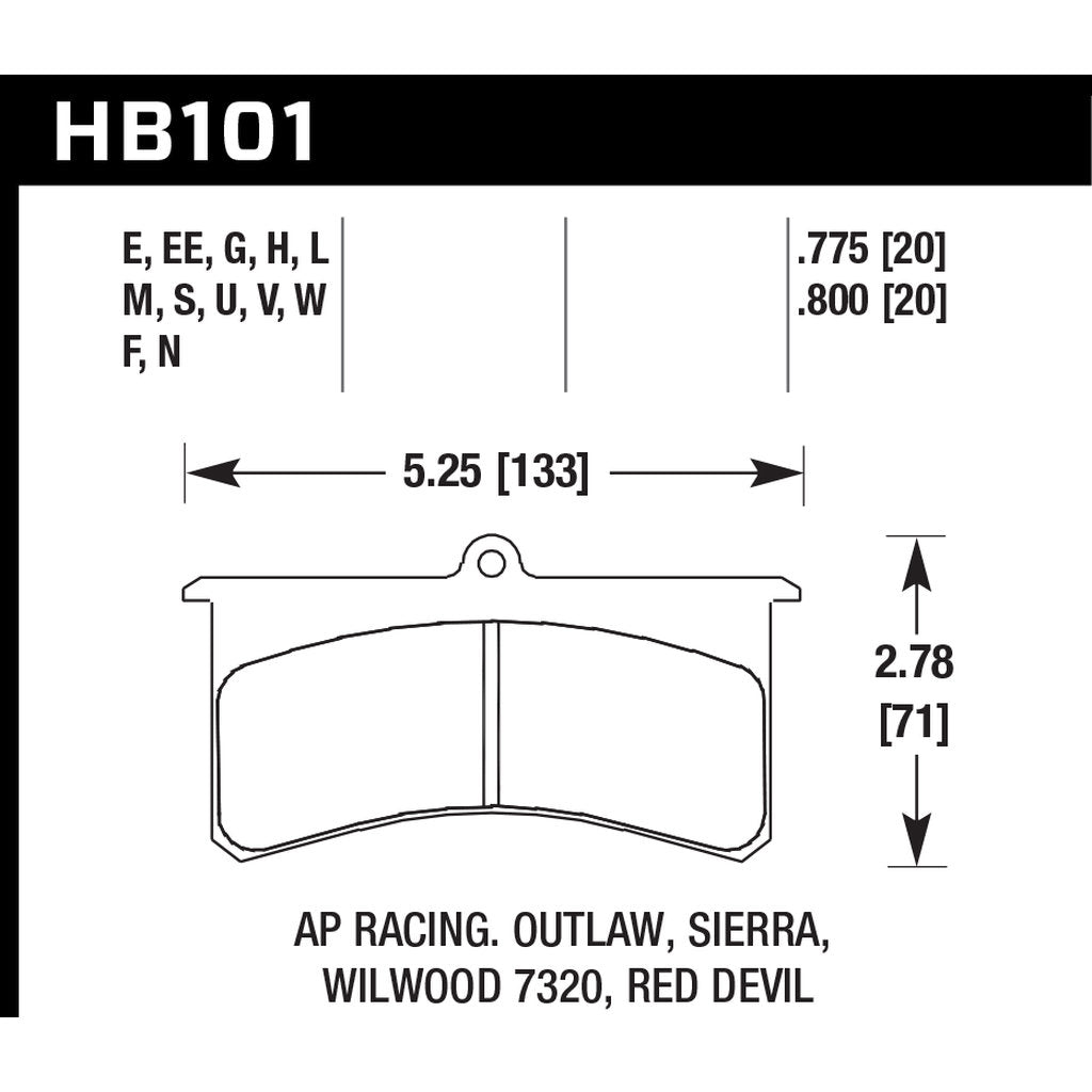 HAWK HB101S.800 Brake Pads HT-10 (20 mm) Photo-2