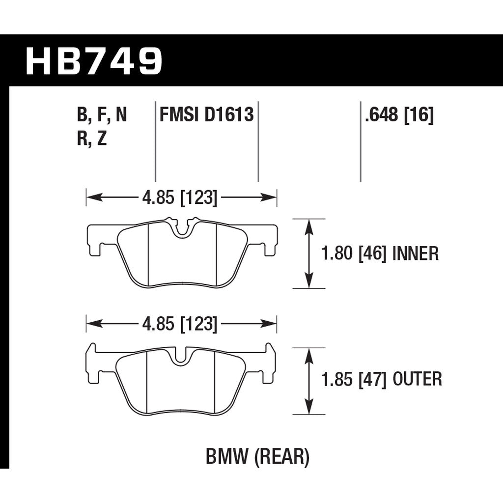 HAWK HB749N.648 Brake Pads HP Plus Rear BMW 230i xDrive/320i xDrive/328i GT xDrive Photo-2