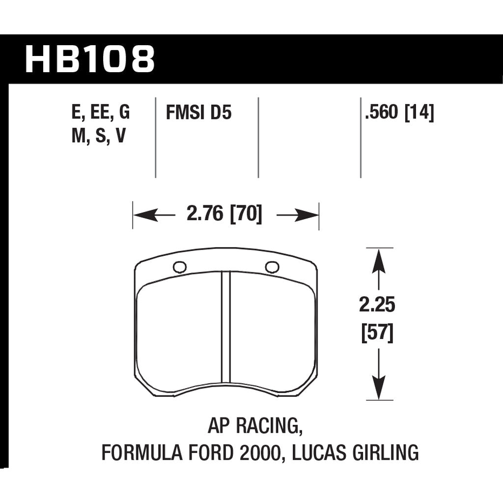 HAWK HB108G.560 Brake Pads DTC-60 (14 mm) Photo-2