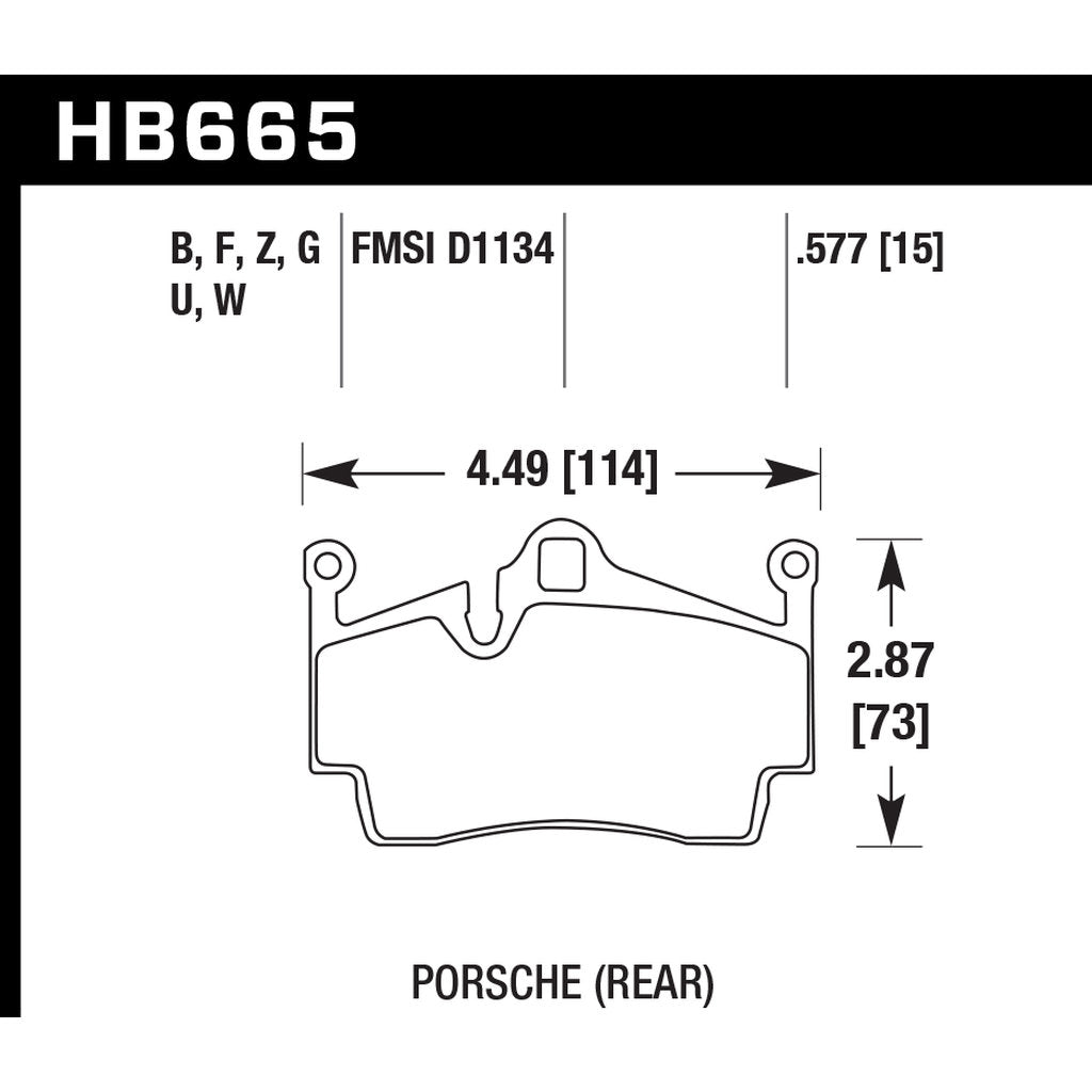 HAWK HB665G.577 Brake Pads DTC-60 (14 mm) Rear PORSCHE 718 Cayman GTS/Boxster S/Cayman S Photo-2
