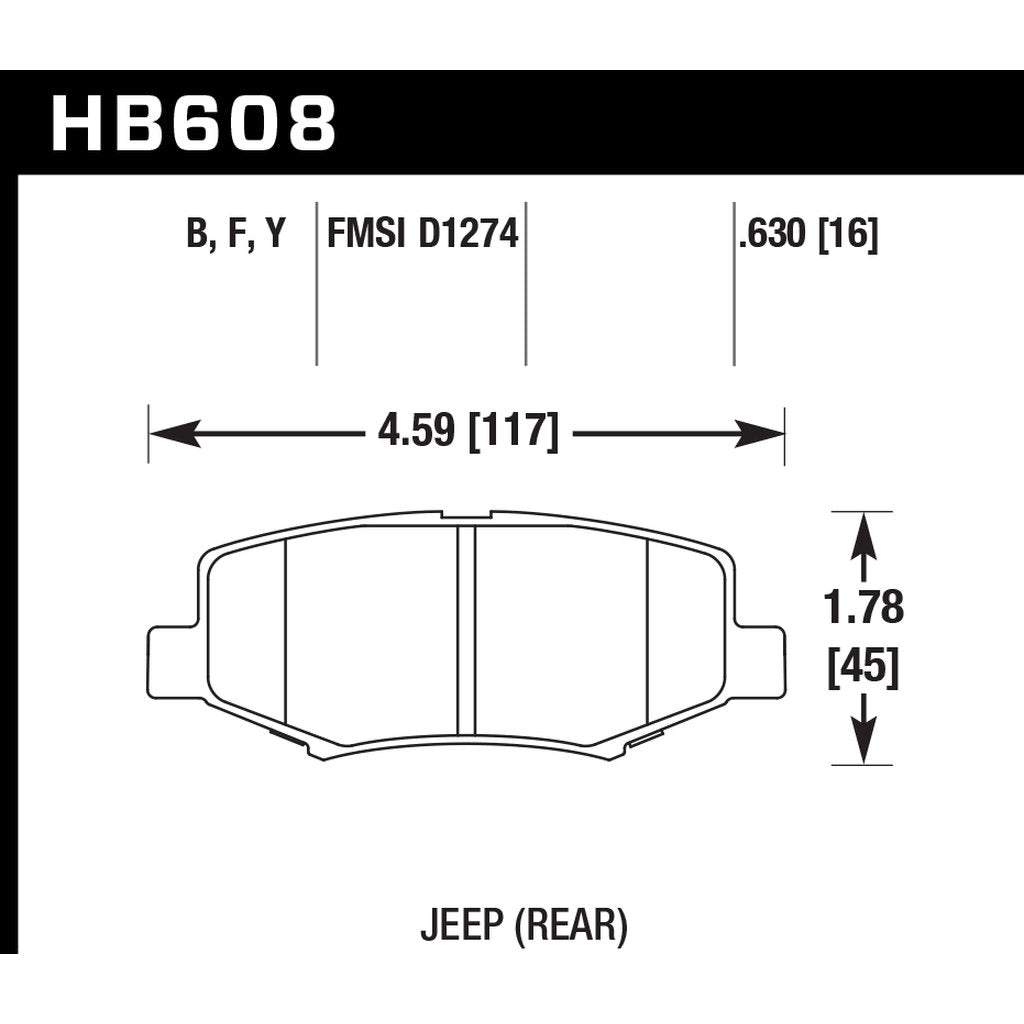 HAWK HB608Y.630 Brake Pads LTS Rear JEEP Wrangler Sport 2011-2017 Photo-2