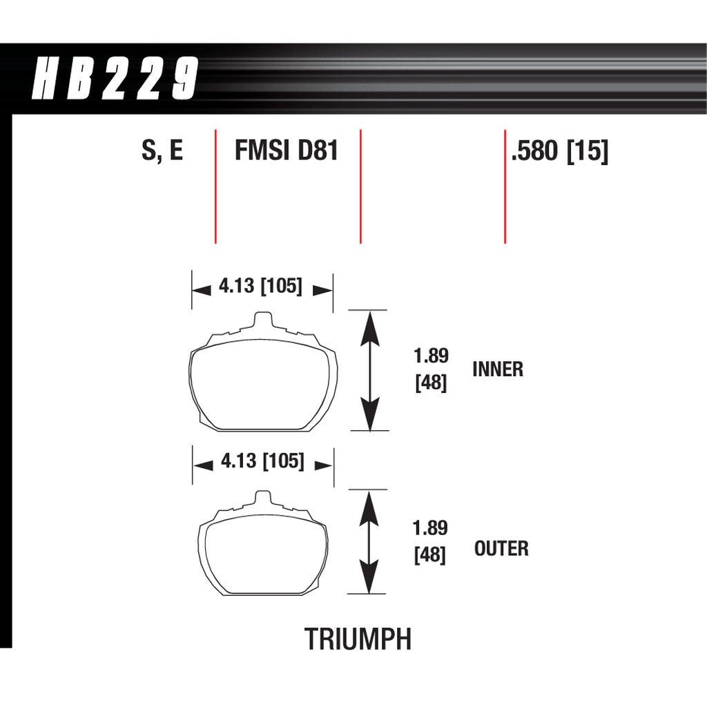 HAWK HB229E.580 Brake Pads Blue 9012 (15 mm) Photo-2