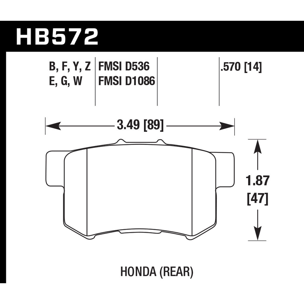 HAWK HB572B.570 Brake Pads HPS 5.0 Rear ACURA RDX Sport Hybrid 2010-2012 Photo-2