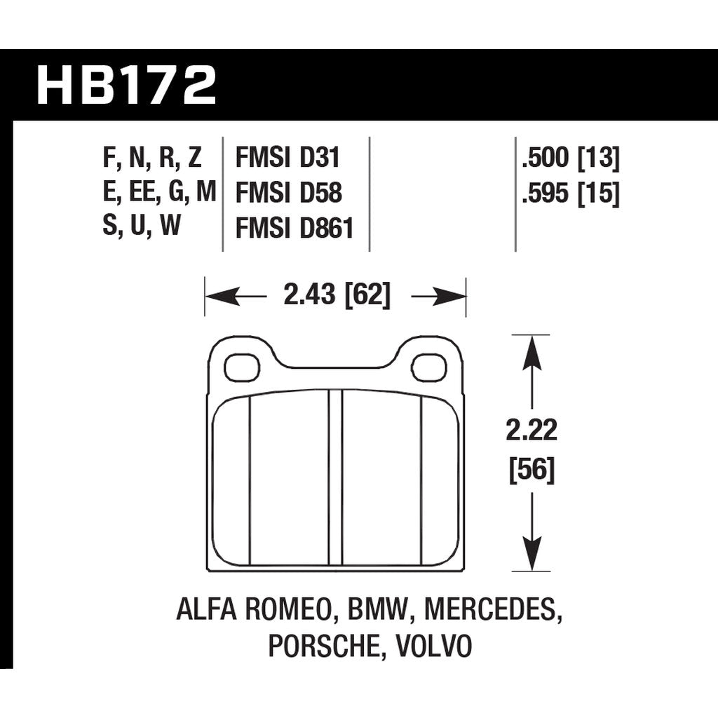 HAWK HB172F.595 Brake Pads HPS Photo-2