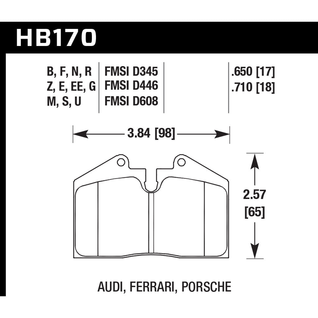 HAWK HB170U.650 Brake Pads DTC-70 (17 mm) STOPTECH ST41 (4 pistons) LC200/LX570 HPS Photo-2