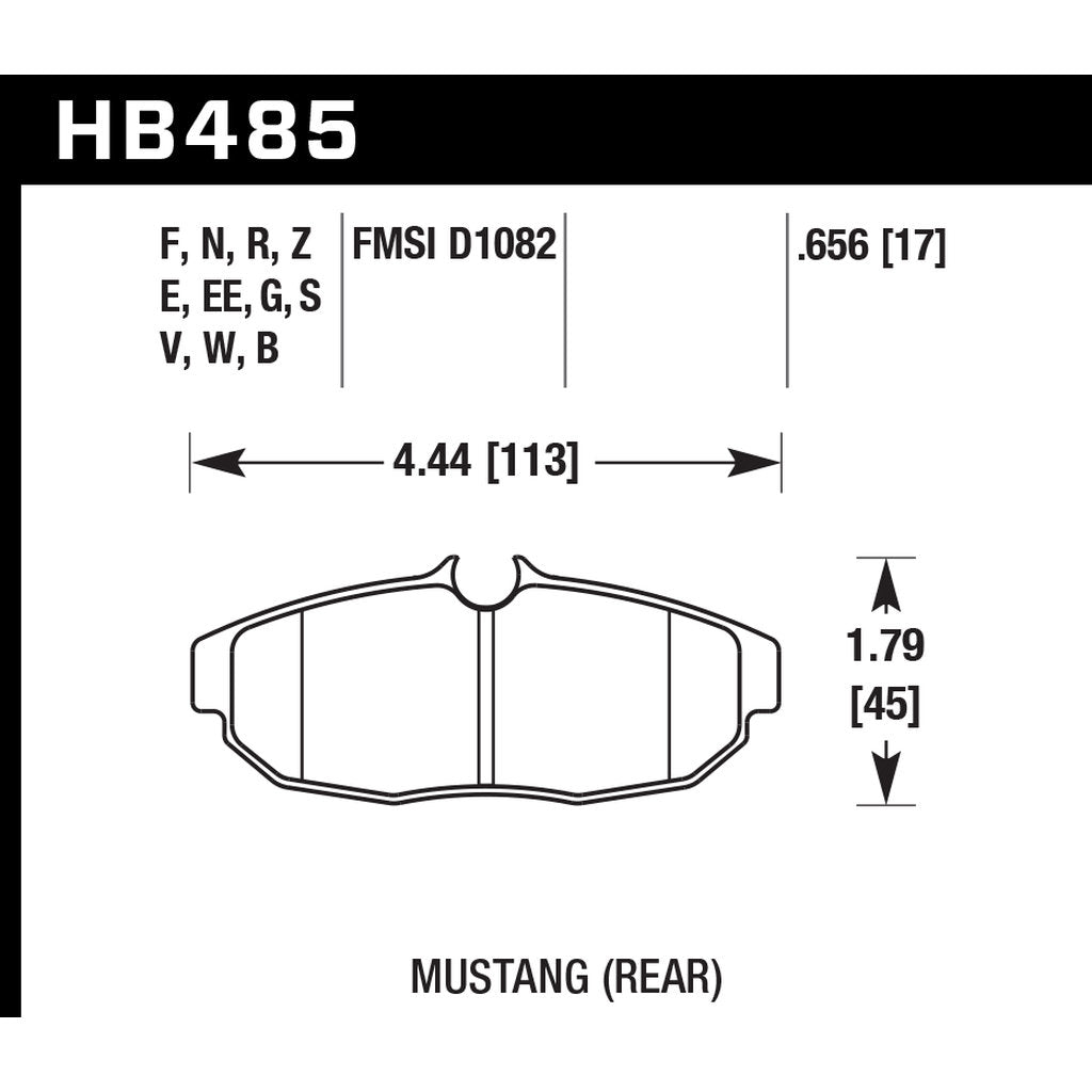 HAWK HB485S.656 Brake Pads HT-10 (17 mm) Rear FORD Mustang GT 2005-2010 Photo-2