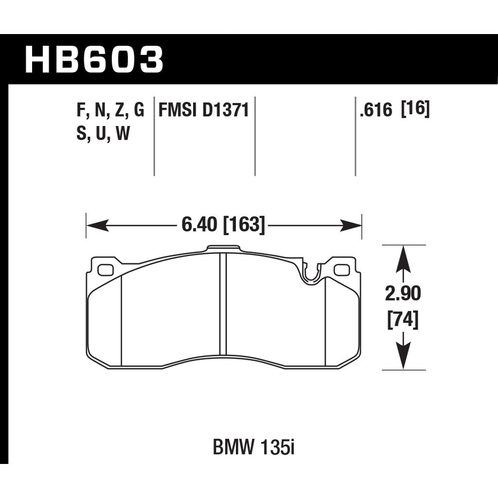 HAWK HB603U.616 Brake Pads DTC-70 (16 mm) Front BMW 135i/MINI COOPER John Cooper Works GP Photo-2