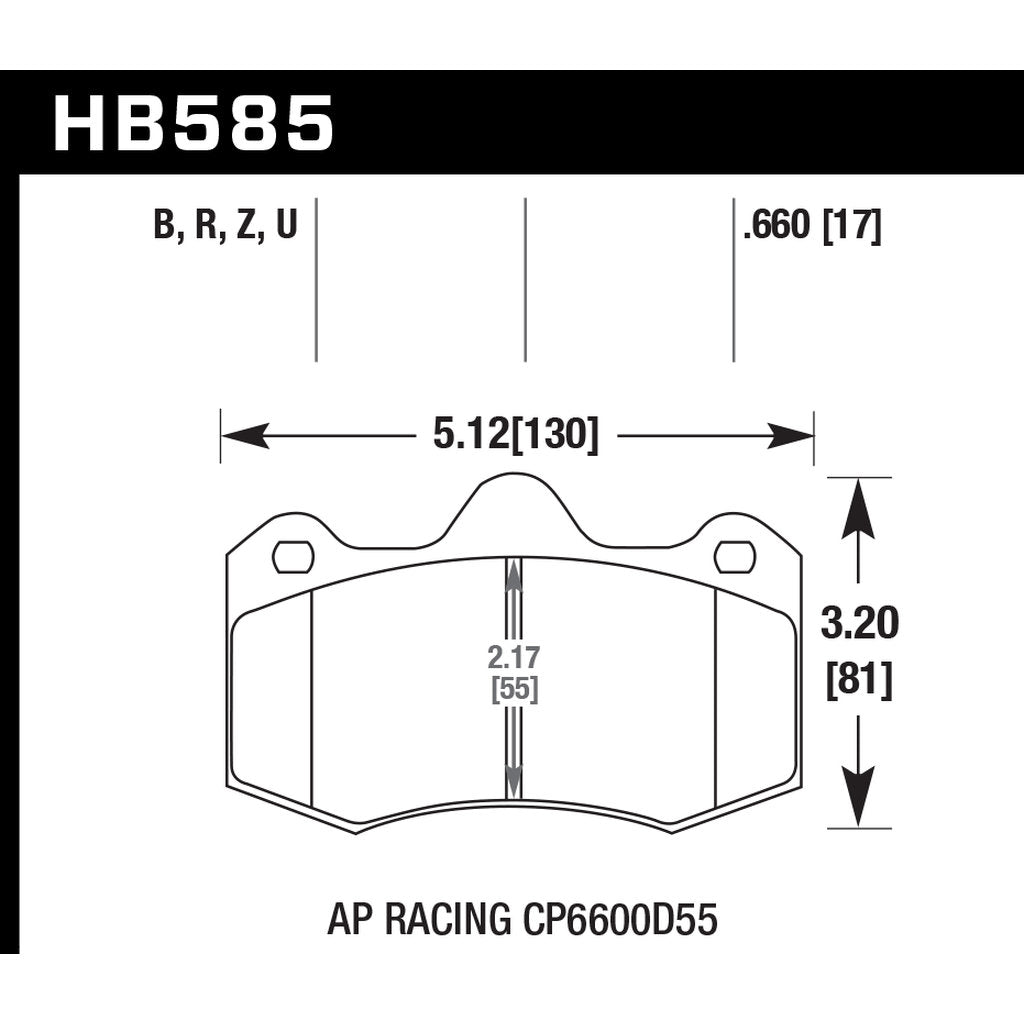 HAWK HB585Z.660 Brake Pads Perf. Ceramic Front McLaren MP4-12C/AP Racing CP6600-series calipers Photo-2