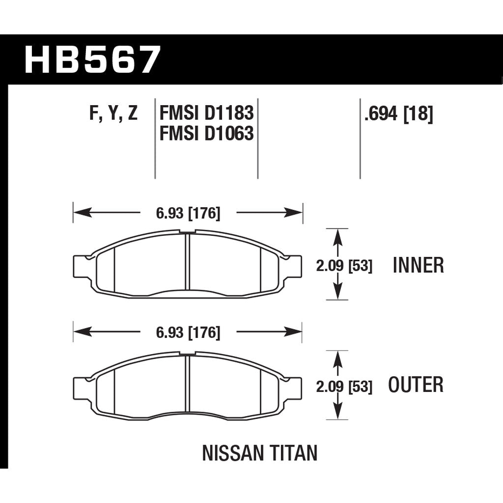 HAWK HB567Y.694 Brake Pads LTS Photo-2