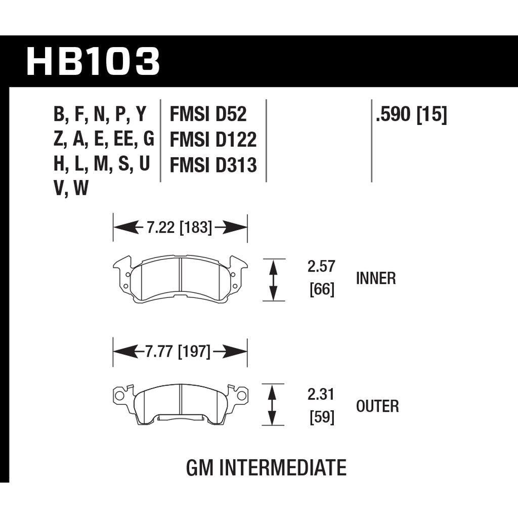 HAWK HB103G.590 Brake Pads DTC-60 (15 mm) Photo-2
