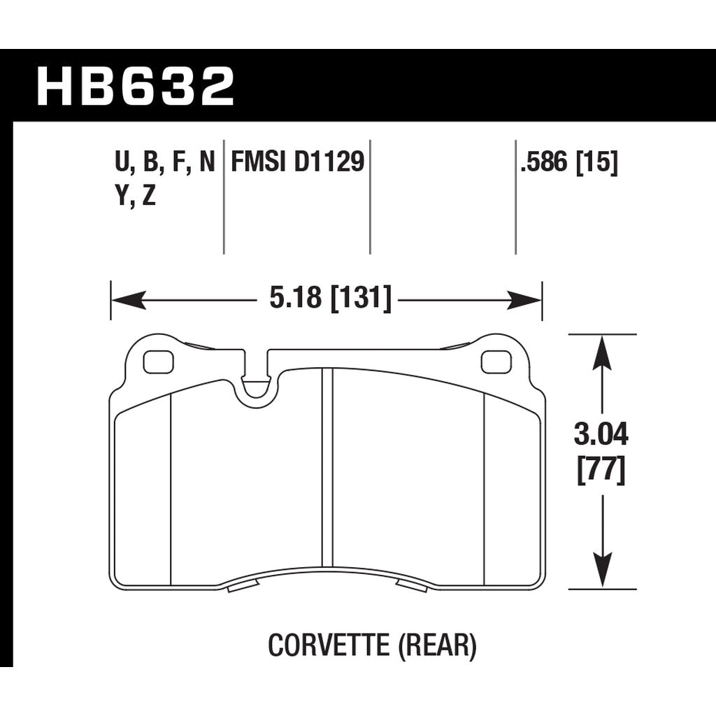 HAWK HB632Z.586 Brake Pads Perf. Ceramic Rear CHEVROLET CORVETTE Z06/Z07/ZR1 Photo-2
