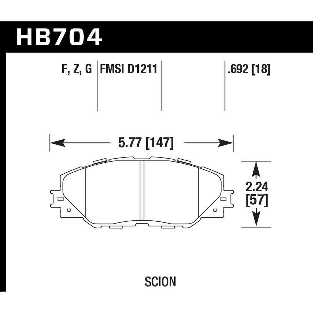 HAWK HB704Z.692 Brake Pads Perf. Ceramic Rear LEXUS CT200h F Sport 2014-2017 Photo-2