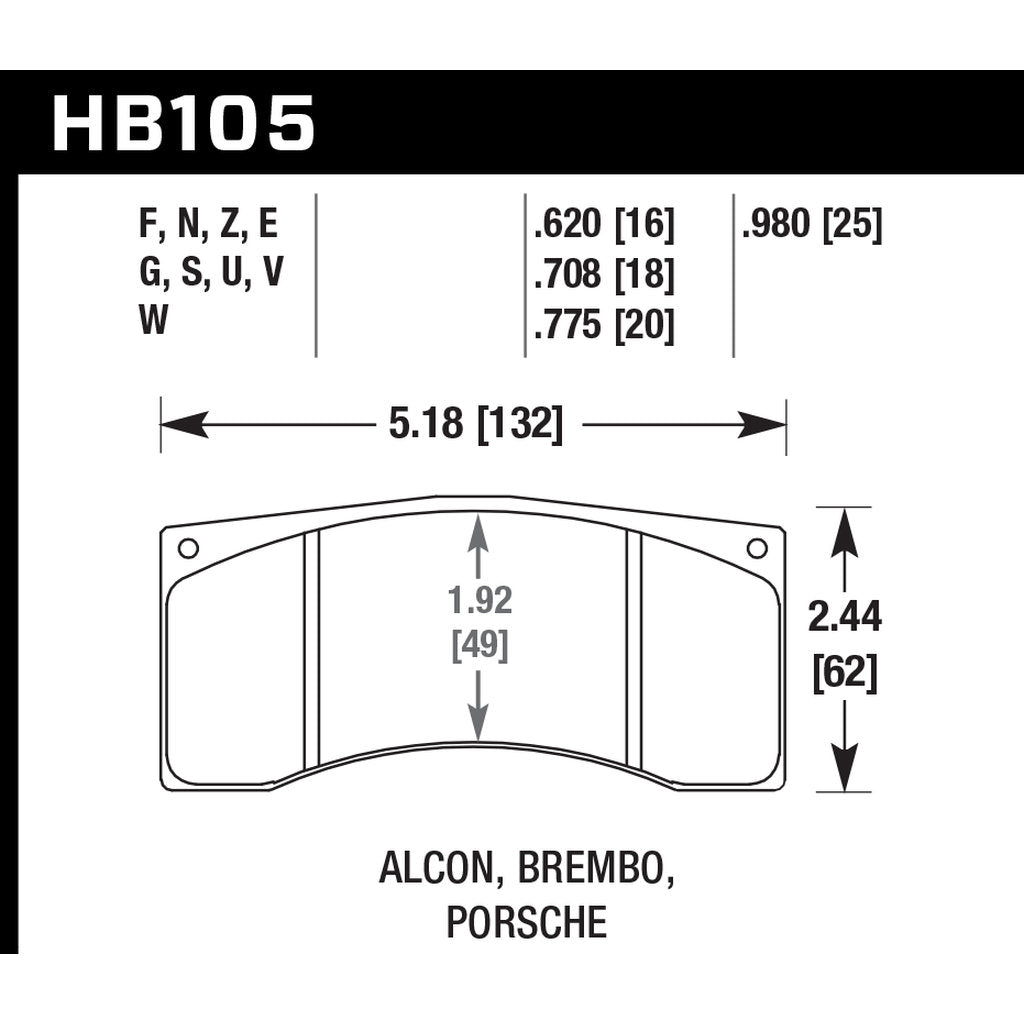 HAWK HB105U.980 Brake Pads DTC-70 (25 mm) Photo-2