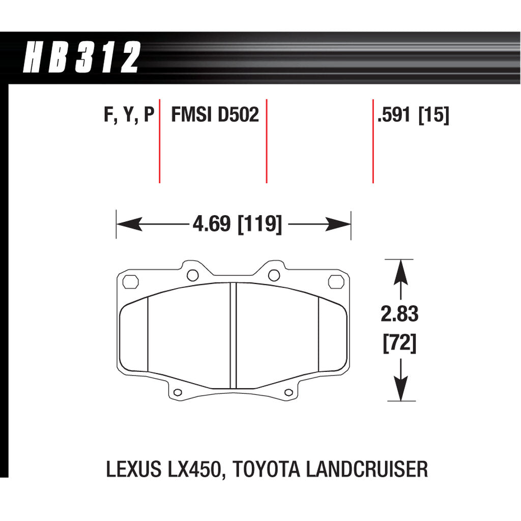 HAWK HB312Y.591 Brake Pads LTS Photo-2