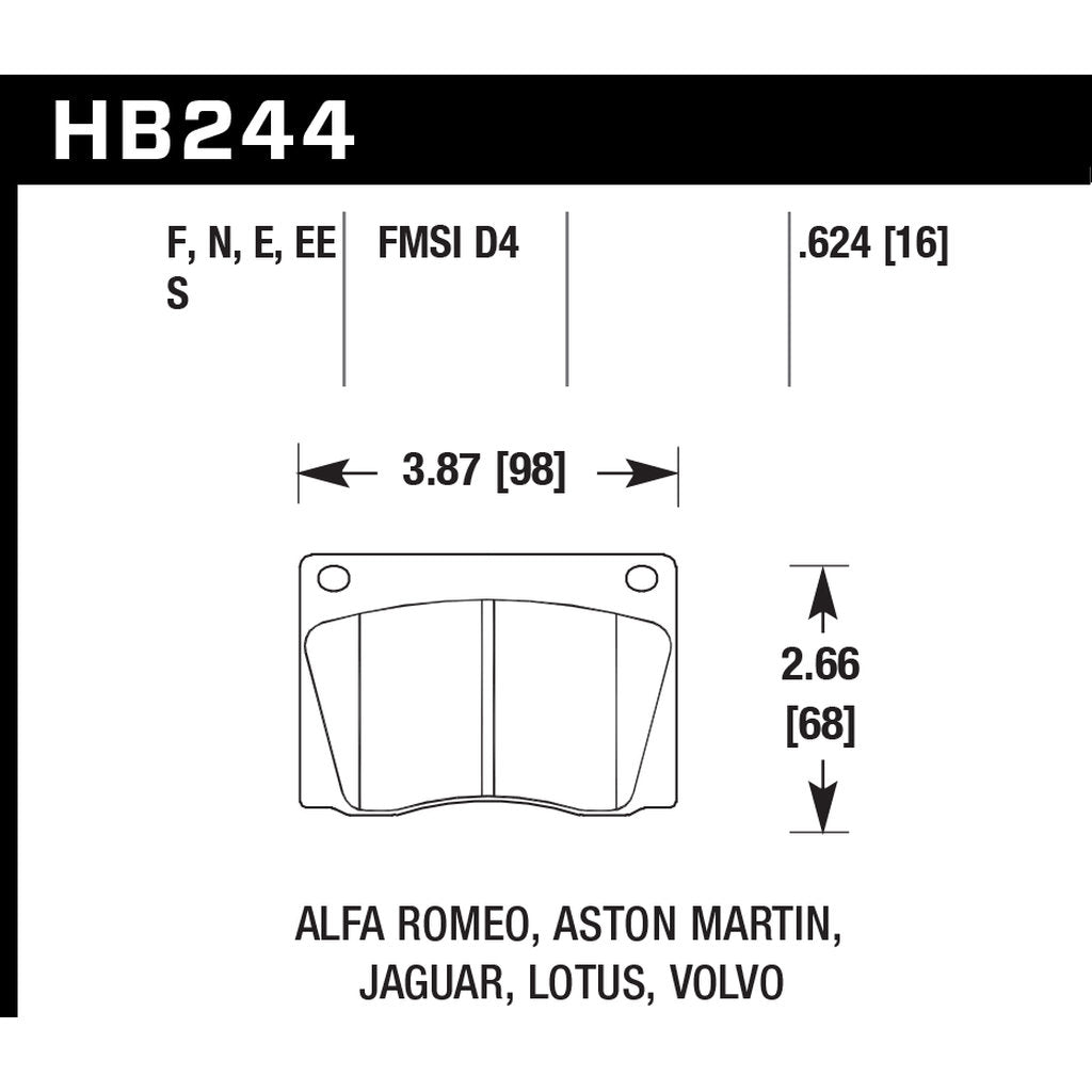 HAWK HB244E.624 Brake Pads Blue 9012 (16 mm) Photo-2